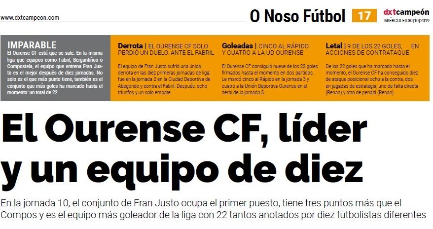 Reportaje DXT Campeón Ourense CF portada