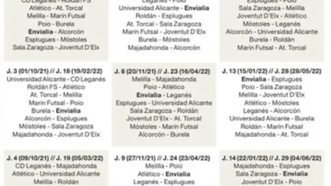 calendario envialia primera division