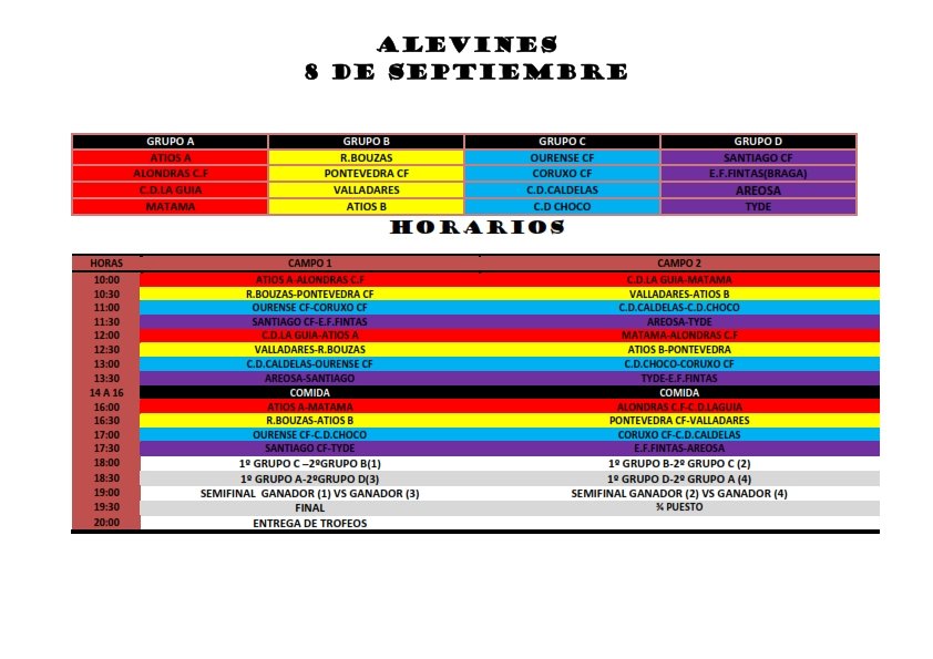 CALENDARIO Y GRUPOS ATIOS CUP IV ALEVINES 2018