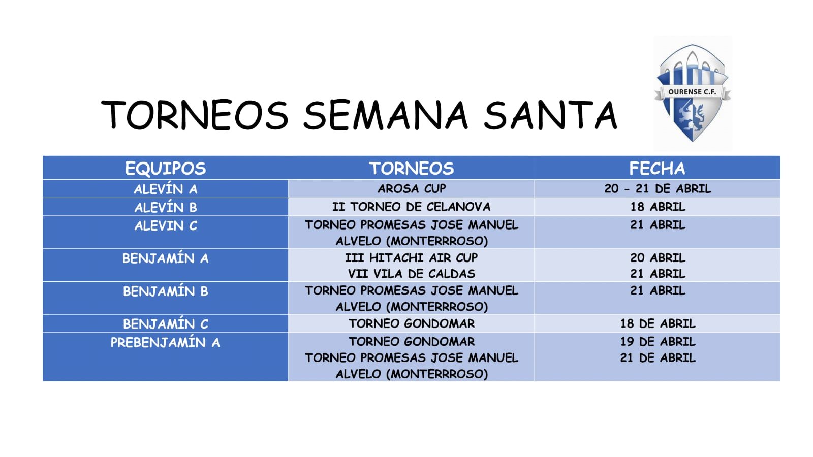 Torneos Semana Santa Fútbol 8 participación Ourense CF