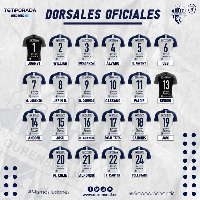 dorsales oficiales ourense cf 2020 2021