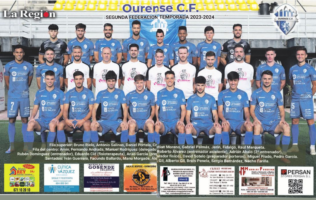 Foto oficial Ourense CF 2023 2024 con publicidad